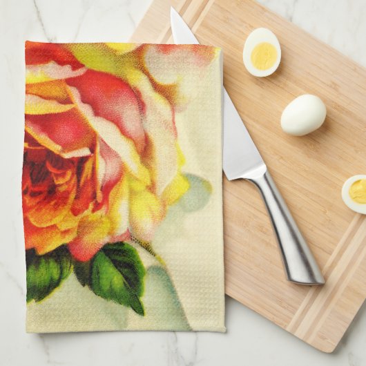 Rote Rosen Vintag Letter Kitchtuch Küchentuch (Viertel Falte)