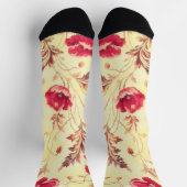 Rote Rosen Vintage Blütensocken im Gold-Stil Socken (Oben)