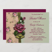 Rote Rosen Vintage Brautdusche Einladungen (Vorne/Hinten)