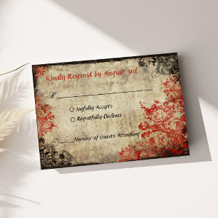 Rote Rosen Vintage-Hochzeits-RSVP-Einladung RSVP Karte