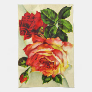 Rote Rosen Vintage Letter Küchenhandtuch Küchentuch