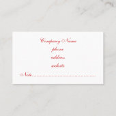 Rote Rosen-Visitenkarte Visitenkarte (Rückseite)