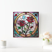 Rote Rosen Wall Clock, 27,3 cm quadratisch Acryl Quadratische Wanduhr (Zuhause)