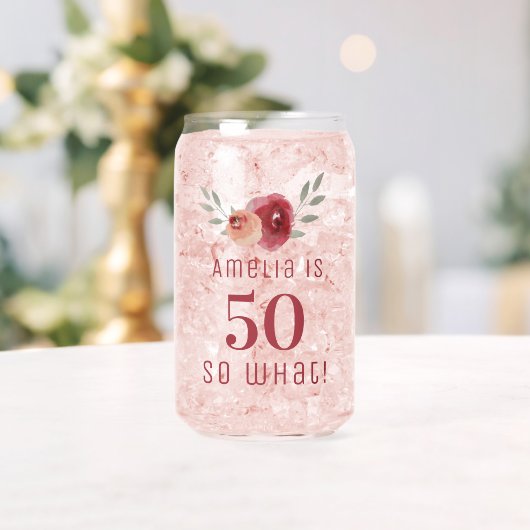 Rote Rosen-Wasserfarbe Positive Florale 50. Geburt Dosenglas (Insitu (Hochzeit))