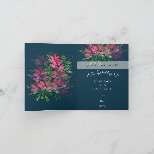 Rote Rosen Wasserfarben Handgemalt Einladung (Innenseite)