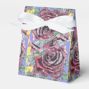Rote Rosen-Wasserfarben-Kunstparty Violette Gelbe Geschenkschachtel