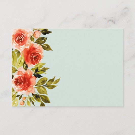Rote Rosen Wasserfarbener Botanischer Hochzeitsdet Begleitkarte (Rückseite)