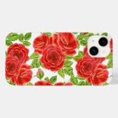Rote Rosen Wasserfarbennahes Muster Case-Mate iPhone Hülle (Rückseite (Horizontal))