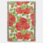 Rote Rosen Wasserfarbennahes Muster Decke (Vorderseite Vertikal)
