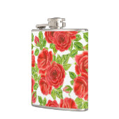 Rote Rosen Wasserfarbennahes Muster Flachmann (Links)