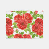 Rote Rosen Wasserfarbennahes Muster Fleecedecke (Vorderseite (Horizontal))