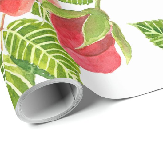 Rote Rosen Wasserfarbennahes Muster Geschenkpapier (Rolleneckpunkt)