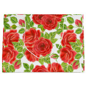 Rote Rosen Wasserfarbennahes Muster Große Geschenktüte (Vorderseite)