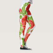 rote Rosen Wasserfarbennahes Muster Leggings (Rechts)