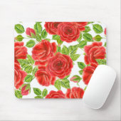 Rote Rosen Wasserfarbennahes Muster Mousepad (Mit Mouse)