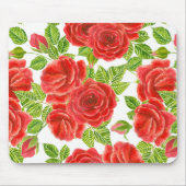 Rote Rosen Wasserfarbennahes Muster Mousepad (Vorne)
