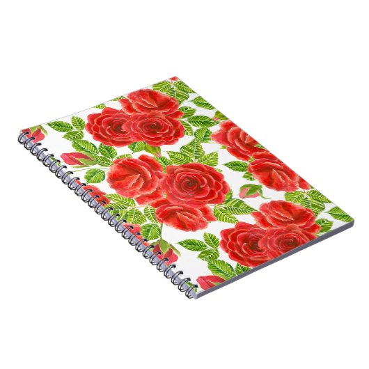 Rote Rosen Wasserfarbennahes Muster Notizblock (Rechte Seite)