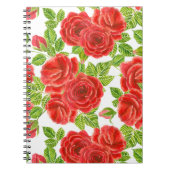 Rote Rosen Wasserfarbennahes Muster Notizblock (Vorderseite)