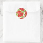 Rote Rosen Wasserfarbennahes Muster Runder Aufkleber (Tasche)