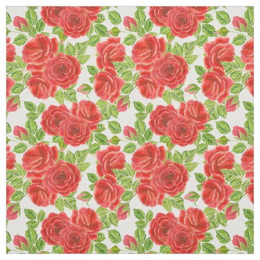 Rote Rosen Wasserfarbennahes Muster Stoff (Muster)