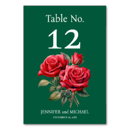 Rote Rosen Wasserfarbenprächtige Hochzeitsstimmung Tischnummer