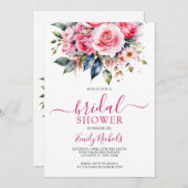 Rote Rosen WASSERFARBPINK FLORALBOUQUET SWEET 16 Einladung (Vorne/Hinten)