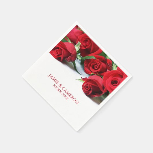 Rote Rosen Wedding Napkin Serviette (Ecke)