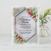 Rote Rosen Weihnachtsessen Einladung (Stehend Vorderseite)