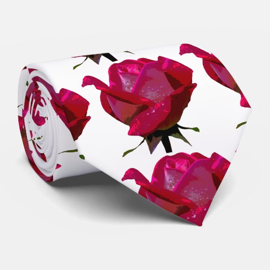Rote Rosen weiß Krawatte (Gerollt)