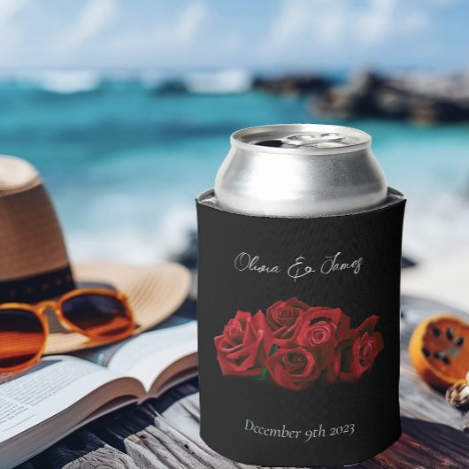 Rote Rosen Weiß Schwarz Dosenkühler