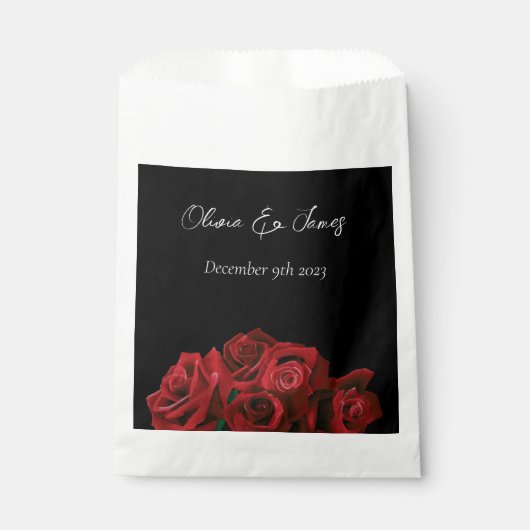 Rote Rosen Weiß Schwarz Geschenktütchen (Vorderseite)