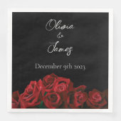 Rote Rosen Weiß Schwarz Serviette (Vorderseite)