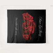 Rote Rosen Weiß Schwarz Wandteppich (Vorderseite (Horizontal))