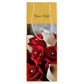 Rote Rosen Weiße Calla Lily Floral Blume Custom Geschenktüte Für Weinflaschen (Rückseite)