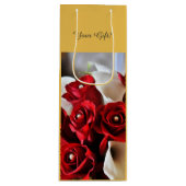 Rote Rosen Weiße Calla Lily Floral Blume Custom Geschenktüte Für Weinflaschen (Vorderseite)
