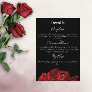 Rote Rosen Weiße Schwarze Eleganz Zeitlos Begleitkarte