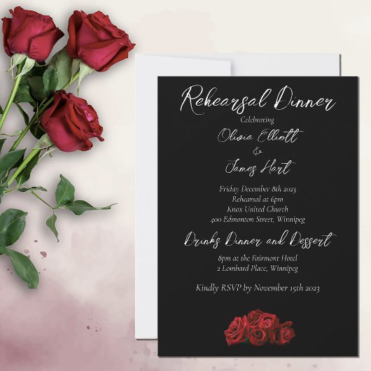Rote Rosen Weiße Schwarze Eleganz Zeitlos Einladung