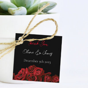 Rote Rosen Weiße Schwarze Eleganz Zeitlos Geschenkanhänger
