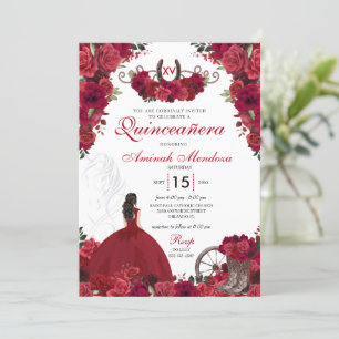 Rote Rosen Western Prinzessin Charra Quinceanera Einladung