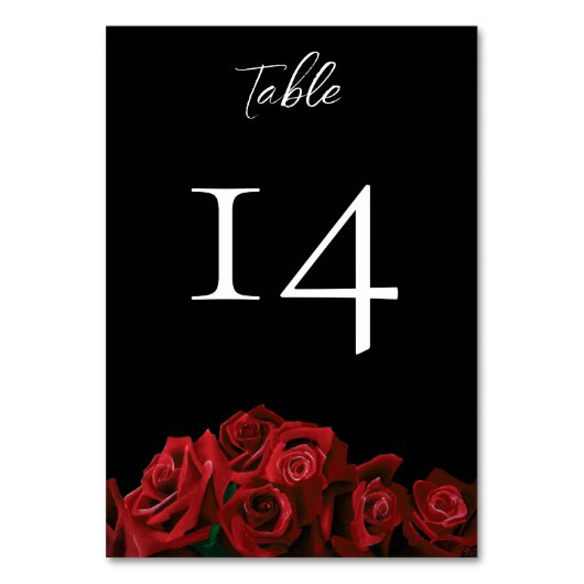 Rote Rosen White Black Elegance Zeitlose Hochzeit Tischnummer (Vorderseite)