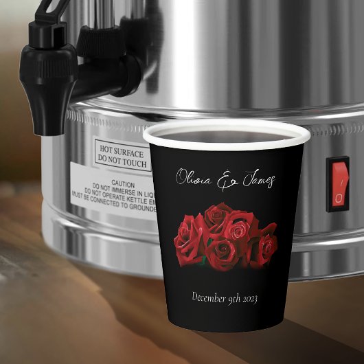 Rote Rosen White Black Wedding Pappbecher