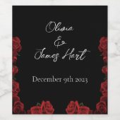 Rote Rosen White Black Wedding Weinetikett (Einzelnes Label)