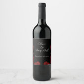 Rote Rosen White Black Wedding Weinetikett (Vorderseite)