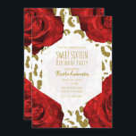 Rote Rosen White Gold Cheetah Leopard Sweet 16 Inv Einladung<br><div class="desc">Anpassung für Ihre Veranstaltung</div>