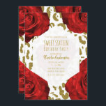 Rote Rosen White Gold Cheetah Leopard Sweet 16 Inv Einladung<br><div class="desc">Anpassung für Ihre Veranstaltung</div>