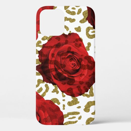Rote Rosen White Gold Cheetah Leopard Tierwerbung Case-Mate iPhone Hülle (Rückseite)