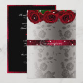 Rote Rosen White Hearts Quinceanera Einladung (Vorne/Hinten)