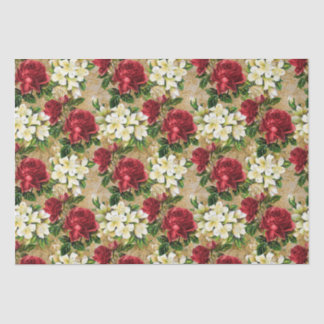 Rote Rosen White Lilies Vintage Blume Seidenpapier