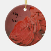 Rote Rosen wie Samt Keramik Ornament (Vorne)