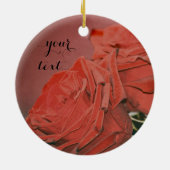 Rote Rosen wie Samt Keramik Ornament (Hinten)